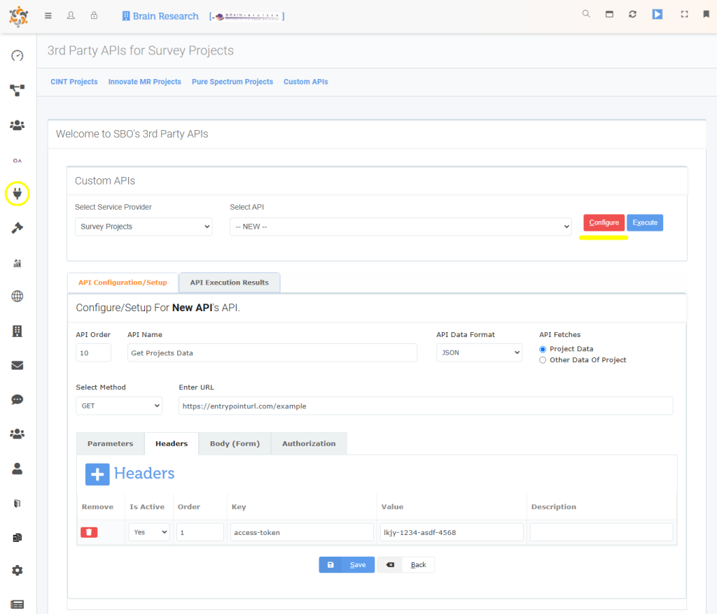 Survey Back Office Custom APIs